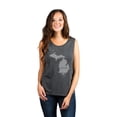 thumbnail image 2 of Thread Tank Home Roots State Michigan MI Women's Sleeveless Muscle Tank Top Charcoal X-Large, 2 of 4