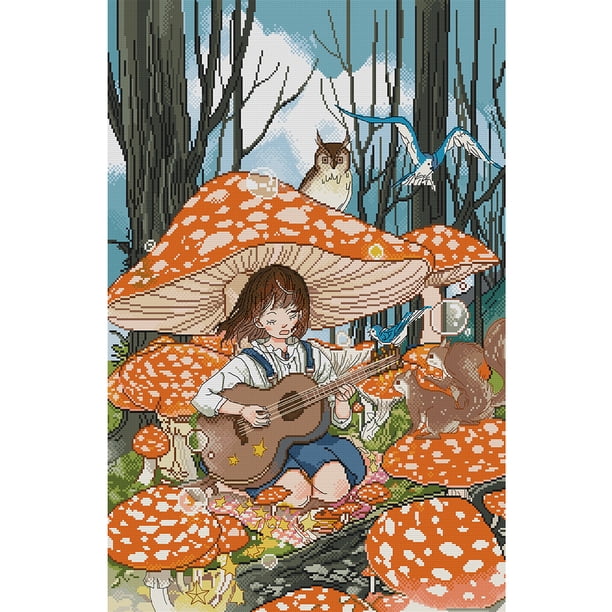 Hilo de bordar Full Eco-cotton 14CT Chica contada Punto de cruz Obra de arte (RA518) FLhrweasw Nuevo