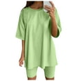 thumbnail image 1 of Conjunto deportivo de 2 piezas para mujer con top de manga corta y pantalón corto - Poliéster, transpirable, S-XXXL para yoga/running/actividades diarias, 1 of 4