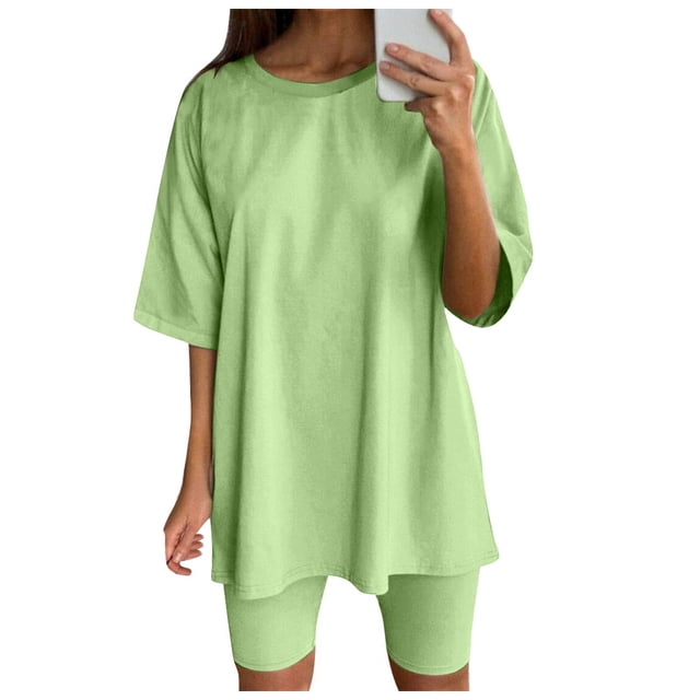 Conjunto deportivo de 2 piezas para mujer con top de manga corta y pantalón corto - Poliéster, transpirable, S-XXXL para yoga/running/actividades diarias