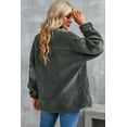 thumbnail image 3 of Women's Gray Corduroy Trim Elbow Patch Sherpa Jacket - [ZhiHiMeRi] | (US 4-6)S,Gray, 3 of 12