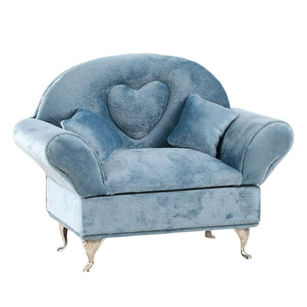 Joyero para sofá cama a escala 1/6, accesorios para muñecas, muebles para casa de muñecas, mesita de noche Azul