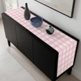 thumbnail image 5 of Pink Buffalo Plaid Table Runner 60 Inches Long, Farmhouse Pink White Checkered Kitchen Coffee Dining Table Decoration for Home Party Birthday Wedding Home Decor 13x60 Inches, 5 of 8