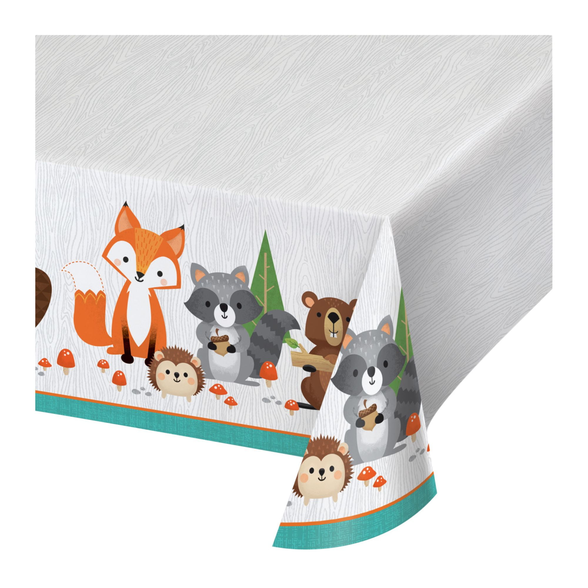 Pack of 6 Orange and Brown Disposable Wild One Woodland Table Cloth 102