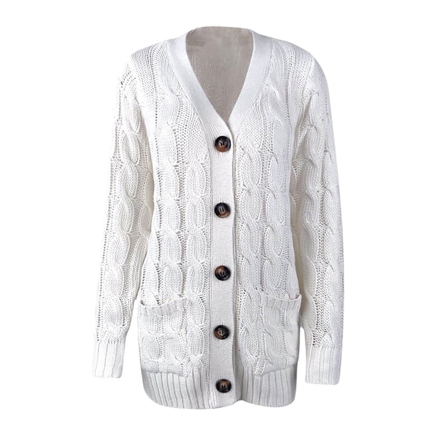 Chaquetas y abrigos casuales con capucha sin mangas para mujer, cárdigans de punto de color liso, suéteres holgados de manga larga con bolsillos y botones, abrigo, blusa de poliéster para mujer