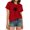 Red, variant on Dandelion Print Women Summer Plus Size Casual T-Shirt Short Sleeve Graphic Tees