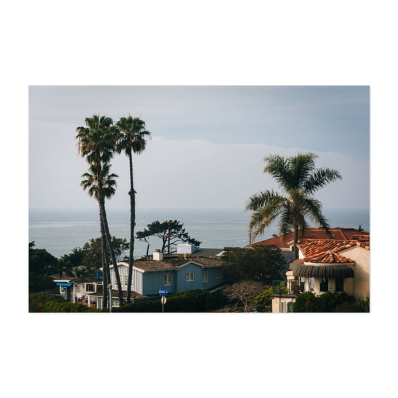 Ladera Street, Point Loma - San Diego California Photography Beach House Ocean Coastal Palm Tree Seaside Tropical Sunset Unframed Wall Art Print 4 x 6 inches