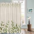 thumbnail image 3 of Fabric Shower Curtain Green Plant Leaves Watercolor Rustic Linen Shower Curtains with 12 Hooks Waterproof Machine Washable Bath Curtains for Bathroom, 72 x 96in, 3 of 6