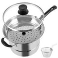 thumbnail image 1 of Wekvgz 2Pcs Stainless Steel Pot with Visible Lid and Handle Multifunctional Steamer Pot with Deep Fry Basket Practical Pasta Pot with Steamer Rack for Cooking Gravies Silver, 1 of 10