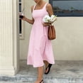 thumbnail image 4 of DHFJKG Summer Midi Dresses For Women Striped Square Neck Casual Sleeveless Swing A Line Dress Wedding Guest Dress, 4 of 9