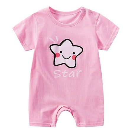 

huanledash Baby Romper Cute Star Cloud Rainbow Baby Girls Boys Short Sleeve O-Neck Romper Jumpsuit