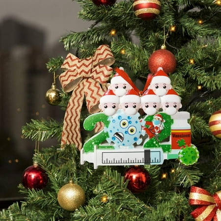 

TureClos Christmas Tree Pendant 2022 Survivors Family of 1 2 3 4 5 6 & 7 Face Cover Snowman Vaccination Resin Crafts Ornaments Decoration