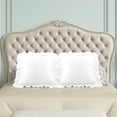 thumbnail image 3 of PiccoCasa Satin Pillowcase Ruffled Pillow Shams Set of 2, Standard/Queen White, 3 of 9