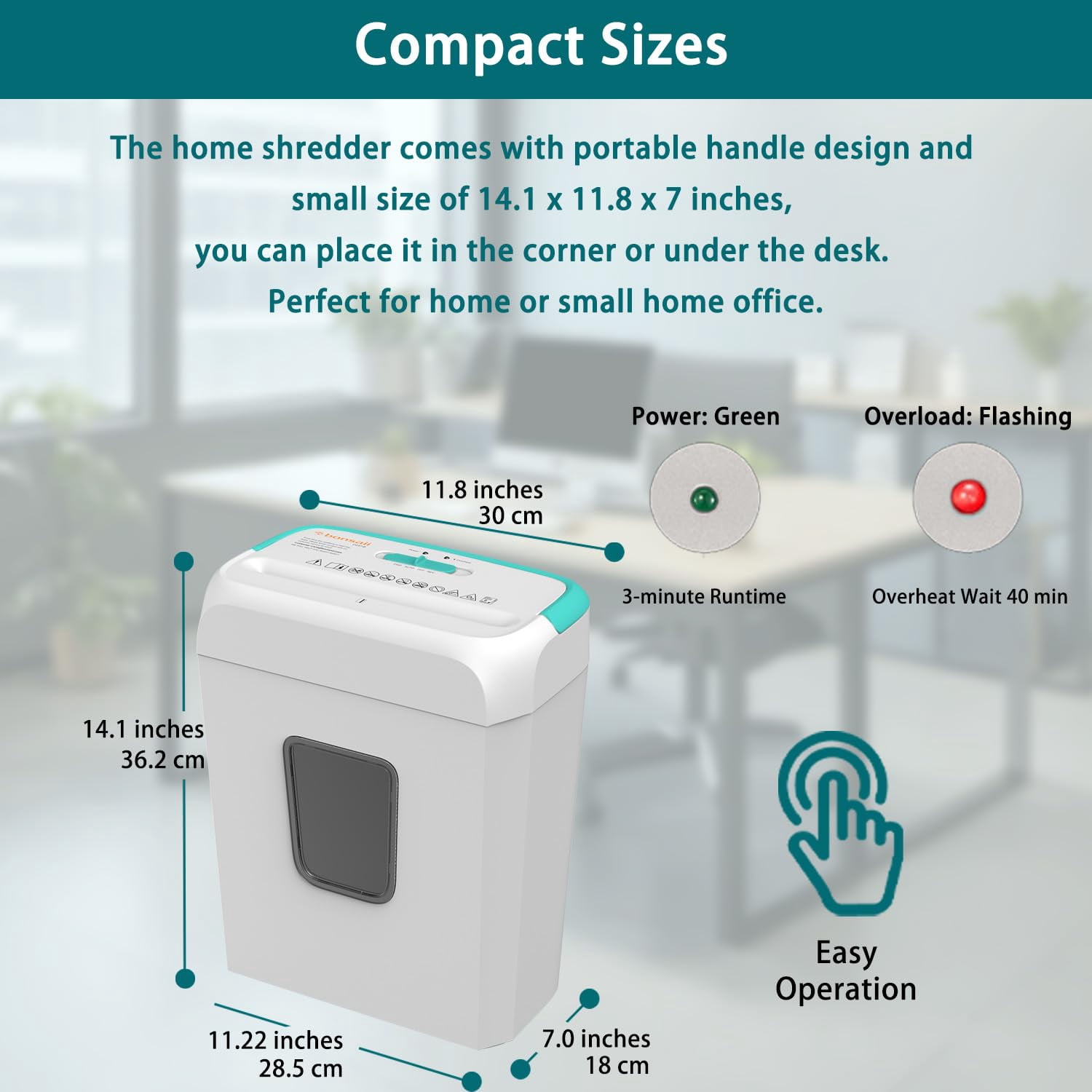 6-Sheet High Security Cross Cut Shredder, Cr Card Document Mail er, Portable Home Office Use, 3.4 Gallon Transparent Bin, White & Blue (C237-B), white