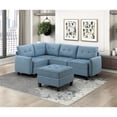 thumbnail image 3 of Lexicon Garren Textured 5-Piece Sectional with Storage and Ottoman in Blue, 3 of 7