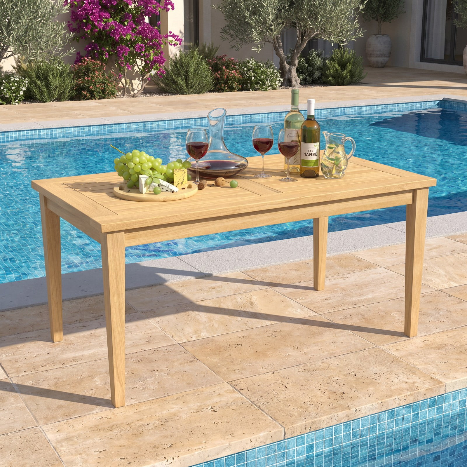 Furnibear Outdoor Patio Coffee Table Solid Teak Wood for Backyard Deck Garden Natural 90 lbs Capacity