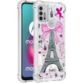 thumbnail image 2 of Phone Case for Moto G30,Case for Moto G10,Case for Moto G20,Crystal Bling Quicksand Effect TPU Bumper Four Corners Protection Case for Moto G30/G10/G20,YBDT Iron Tower, 2 of 14