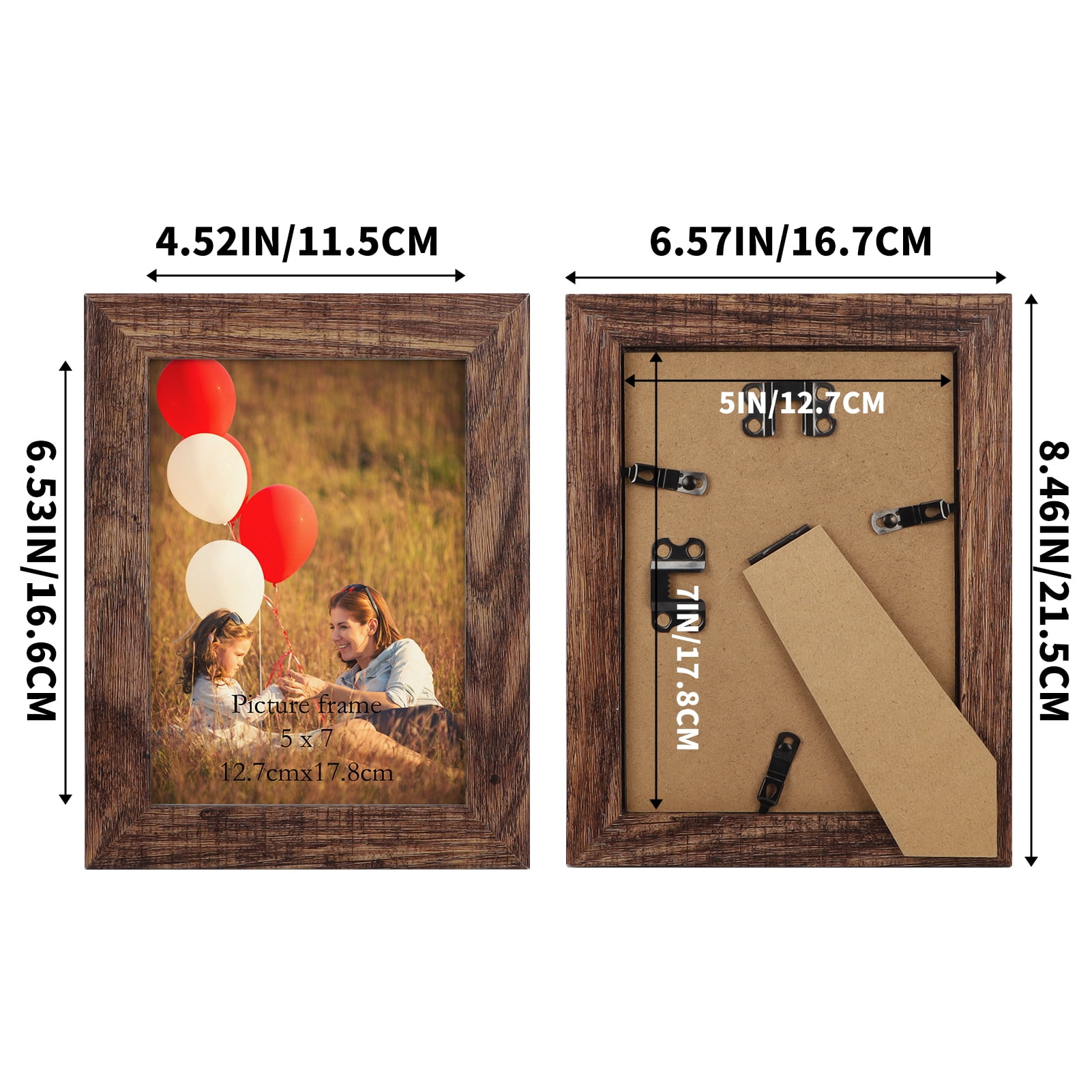7-Pack Rustic 5x7 Picture Frames for Wall or Tabletop