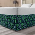 thumbnail image 1 of Nature Art Bed Skirt, Monstera Palm Banana Leaves Exotic Forest Plants on Dark Blue Backdrop, Elastic Bedskirt Dust Ruffle Wrap Around for Bedding Decor, 4 Sizes, Fern Green Turquoise, by Ambesonne, 1 of 2