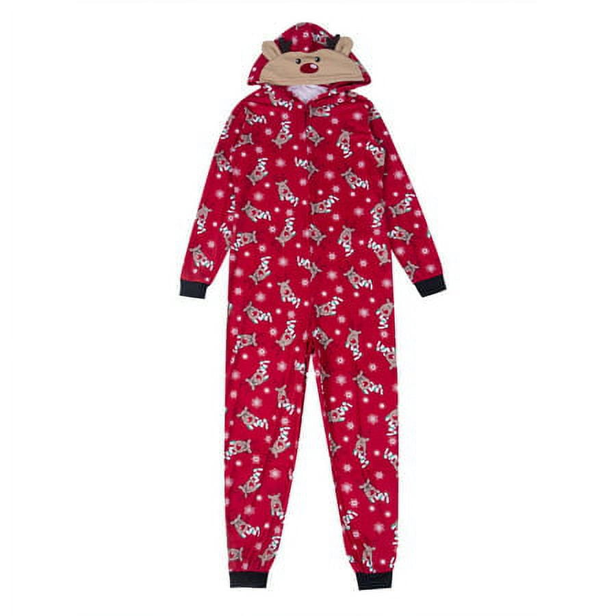 Sinhoon Christmas Family Matching Hoodie Pajamas Reindeer One Piece Jumpsuit Zipper Pjs for Adult Kids Baby