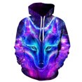 thumbnail image 2 of Sudadera con capucha de gran tamaño para hombre 2023, patrón de animales de lobo en 3D, sudadera de moda de guerrero feroz, chándales divertidos de calle sueltos, fitness, 2 of 5