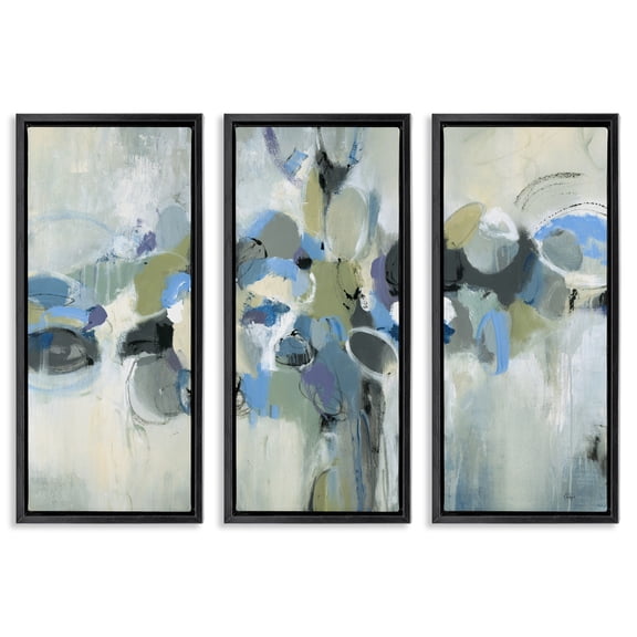 Stupell Industries Subdued Dappled Abstract 3 Piece Black Framed Floater Canvas Set, design by Lisa Ridgers