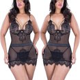 thumbnail image 4 of Levmjia Women Lace Trim Nightgown Solid Spaghetti Strap V Neck Ruffle Hem Mini Slip Dress Spring Summer Home Sleep Soft Breathable Stretchy Elegant Sheer Lingerie Night, 4 of 5