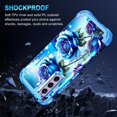 thumbnail image 4 of Casetego for Samsung Galaxy S21 FE 5G Case,Glow in The Dark Three Layer Heavy Duty Shockproof Full Body Protection Hard Plastic Bumper+Soft Silicone Protective Case,Blue Rose, 4 of 7