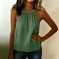 thumbnail image 6 of Womens Summer Tops Sexy Loose Pleated Back Side Split Sleeveless Halter Tops for Women Green XL, 6 of 9