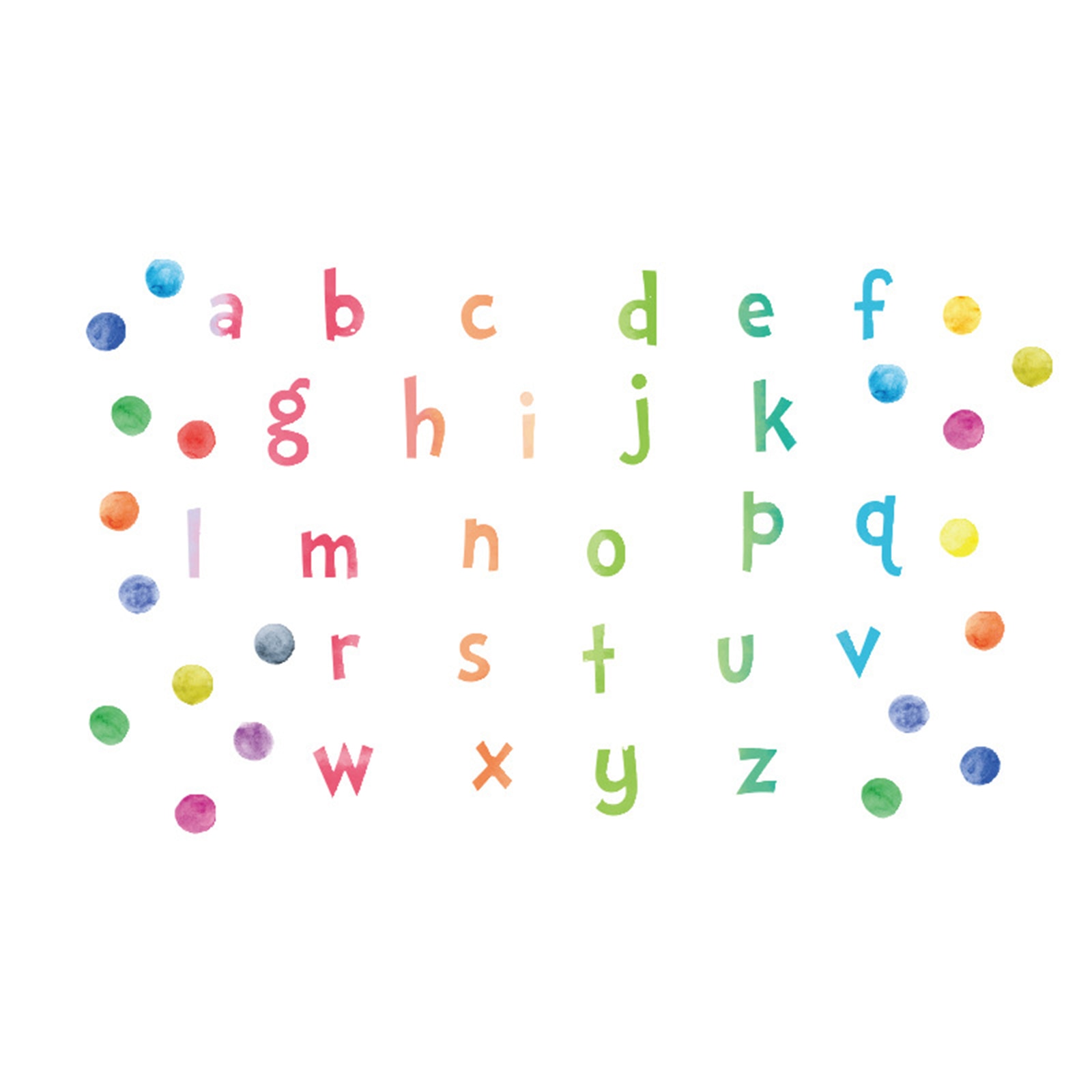 loalirando watercolor abc letter and dots educational vinyl wall stickers for kids room nursery living room alphabet wall decals walmart com