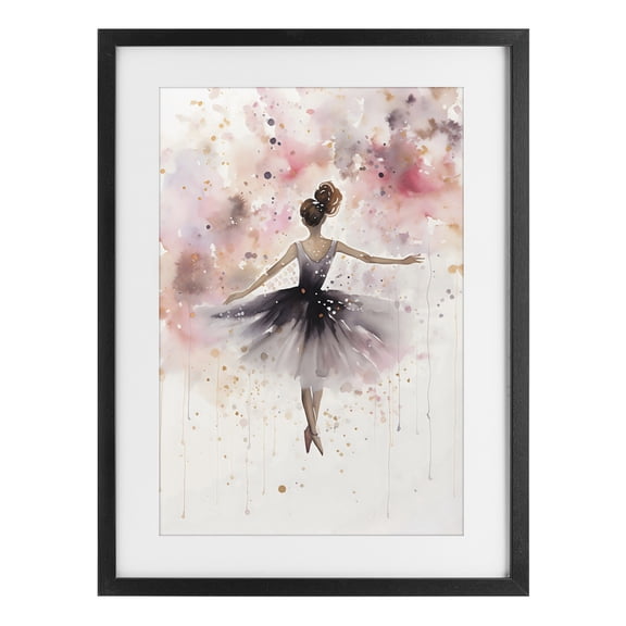Stupell Industries Eclectic Watercolor Ballerina Atmosphere Black Framed Print Under Glass, 14 x 20, by Creative Studio