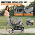 thumbnail image 3 of HUART Double Stroller, can Sit and Lie Down Lightweight Folding Children's Stroller, Gray, 3 of 11
