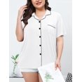 thumbnail image 4 of Mingd Women's Plus Size Pajamas Set Button Down Tops Short Sleeve Sleepwear Soft Pajama Shorts 2 Pcs Lounge Sets With Pocket, 4 of 5