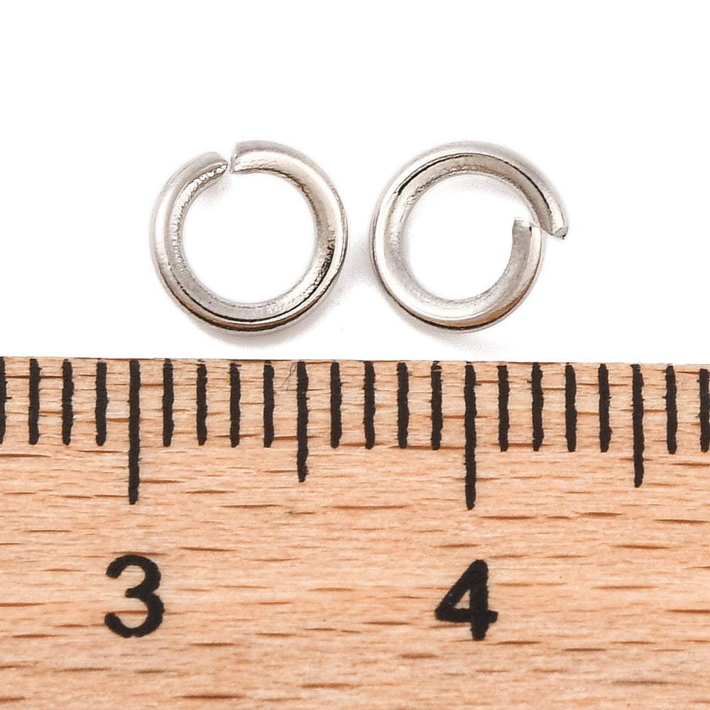 Resistant 304 Stainless Steel Open Jump Rings Round Stainless Steel 18 Gauge 6x1mm Inner Diameter: 4mm
