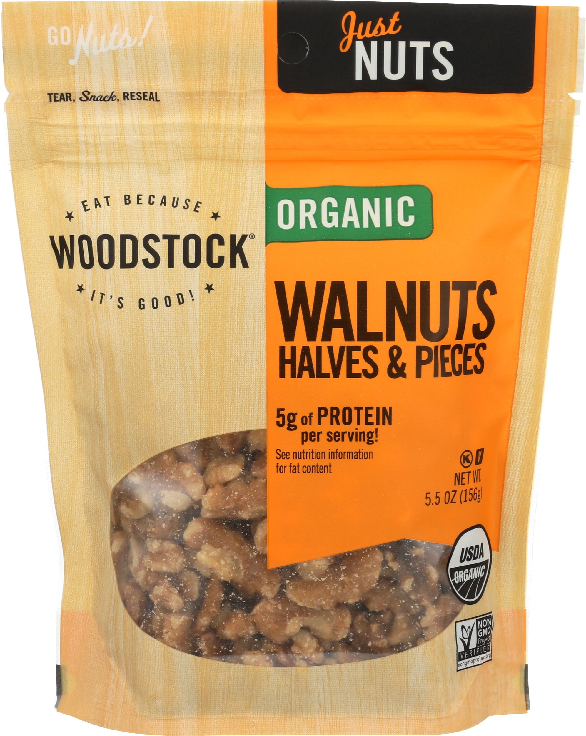 Pack of 8, Woodstock Organic Walnuts Halves & Pieces, 5.5 oz