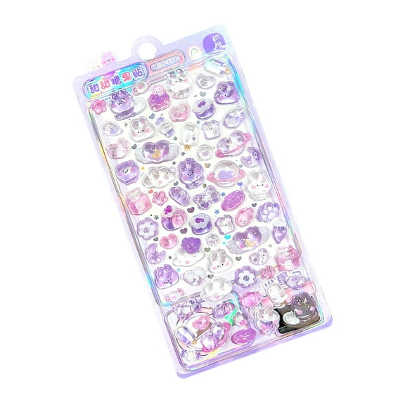 3D Puffer Stickers Resin Decorative Stickers Cartoon Bubble Decal Removable Embossed Sticker for Journals Scrapbooking