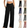 thumbnail image 2 of Qingpeng Women's Wide Leg Yoga Pants Crossover High Waisted Athletic Workout Gym Loose Casual Sweatpants with Pockets, 2 of 7