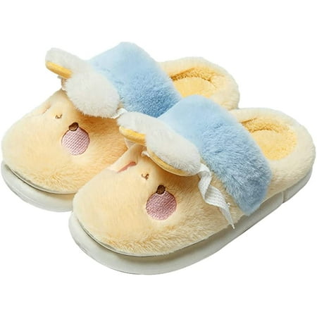 

PIKADINGNIS Cute Bunny Rabbit Furry Slippers for Women Men Cozy Soft Fluffy Faux Fur Plush Indoor Shoes Anti-skip