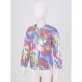 thumbnail image 4 of TSSOE Boys Girls Sparkly Metallic Long Sleeve Loose T-Shirt Jazz Hip Hop Dance Top Performance Costume Dancewear Colorful 7-8, 4 of 7