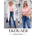 thumbnail image 4 of Conjunto de pijamas Ekouaer de satén de seda de 2 piezas para mujer, color rosa, 4 of 7