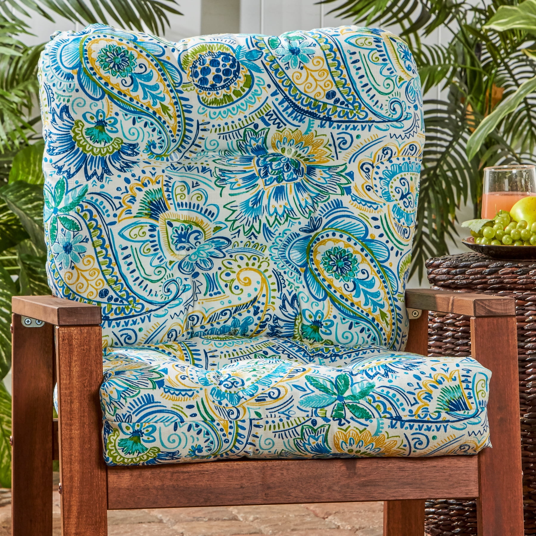 Greendale Home Fashions Outdoor Tufted 42'' x 21'' Chair Cushion, Baltic