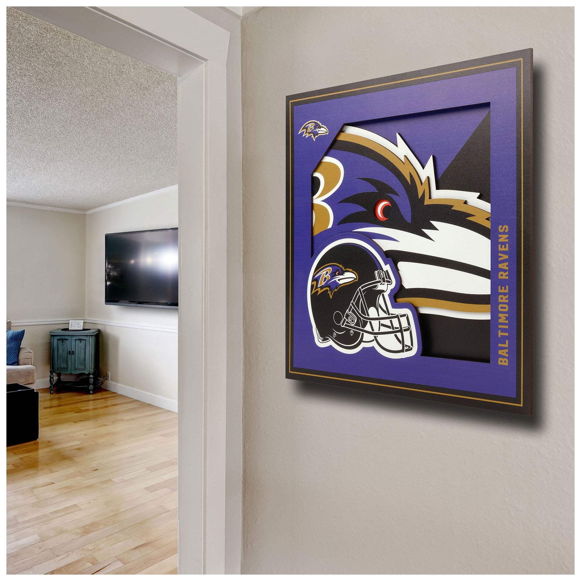 YTF NFL Baltimore Ravens 3D Logo Series Wall Art 12X12