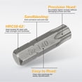 thumbnail image 4 of Uxcell 3 piezas de punta de destornillador Torx T40 1/4" de vástago hexagonal 25mm/1" de longitud, acero S2, cabeza de estrella de 6 puntos, puntas de destornillador de seguridad., 4 of 7
