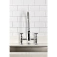 thumbnail image 3 of Kingston Brass GS1271BEX Essex Double-Handle 2-Hole Deck-Mount Pre-Rinse Bridge Kitchen Faucet in Polished Chrome, 3 of 8