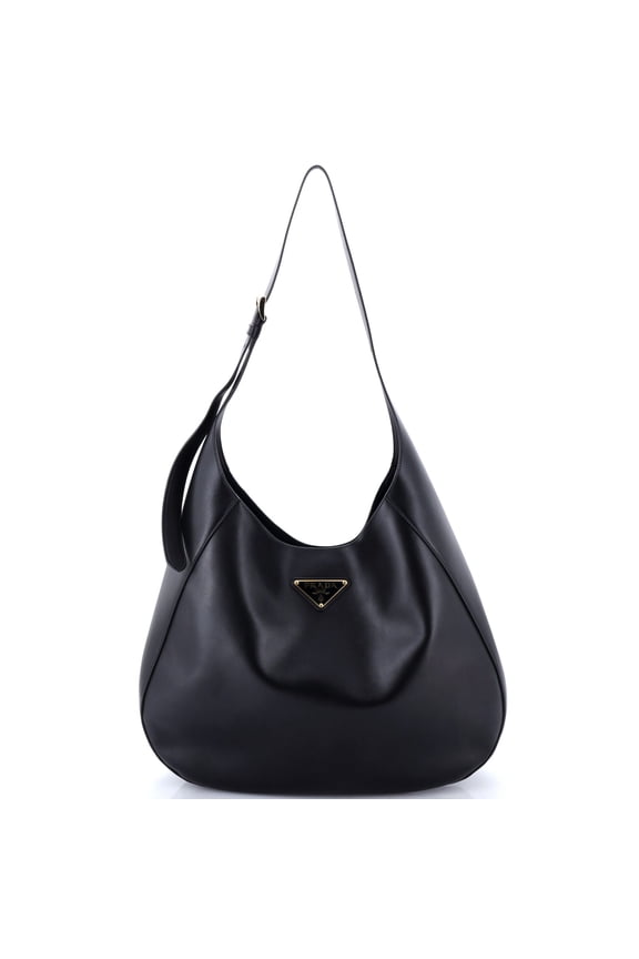 Pre-Owned Triangle Logo Curved Hobo City Calf Large By Rebag