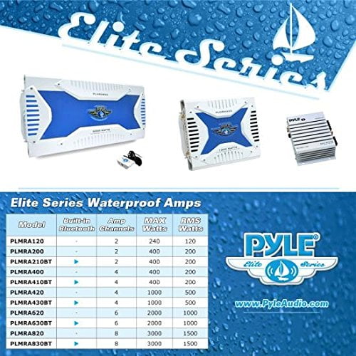 Upgraded Elite Series 3000 Watt 8 Channel Bridgeable Amp Tri-Mode Configurable Pyle Hydra Marine Amplifier GAIN Level Controls and RCA Stereo Input MOSFET Power Supply Waterproof PLMRA820