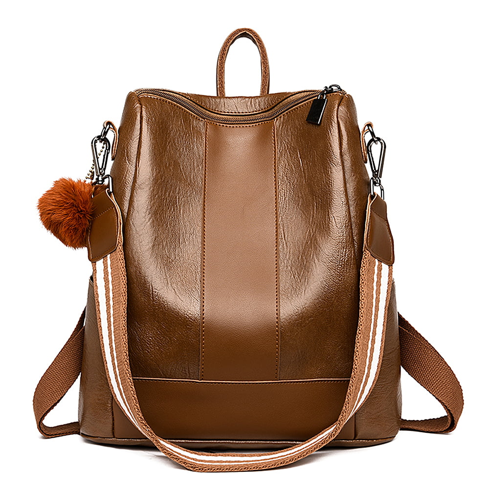 Fashion Shoulder Bag Rucksack PU Leather Women Girls Ladies Backpack Travel Bag Palmseamless Tropical Leaves Earrings 