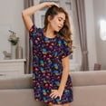 thumbnail image 3 of Balery mushroom colorful Skull Camisón de manga corta con cuello redondo para mujer, cómodo y elegante., 3 of 6