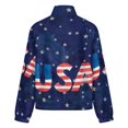 thumbnail image 6 of Jackets for Women Winter Coat Jackets Flannel Stand Collar Jacket(American Flag Blue Red White,Size:S-4XL), 6 of 7