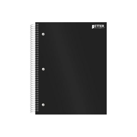 Better Office Products - 5 subject notebook - spiral-bound - - 200 sheets / 400 pages - College - 3 holes - black - poly